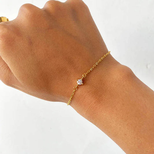 Single Zircon Circle Bead Bracelet for Women | Stainless Steel Trendy Summer Jewelry | Couple & Friend Gift 2023