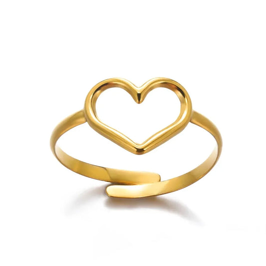 Zircon Little Heart Ring – Minimalist Gold-Plated Stainless Steel Women’s Jewelry Gift