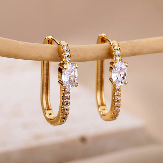 ✨ Minimalist Zircon Irregular Stud Earrings – Stainless Steel Round Fashion Jewelry for Women | Party, Wedding & Gift