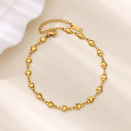 ❤️ Stainless Steel Heart Bracelet for Women | Gold Color Geometric Link Chain | Waterproof Fashion Jewelry Gift