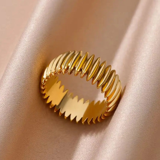 Vintage Gold Bullet Ring – Stainless Steel Geometric Punk Style Jewelry for Women