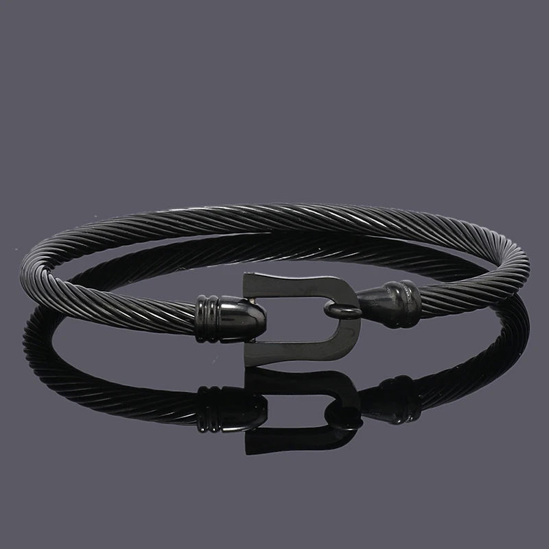 Luxury Rope Stainless Steel Bracelet for Men & Women – 18K Gold Plated Bangle | Unisex Jewelry Valentine’s Day Gift